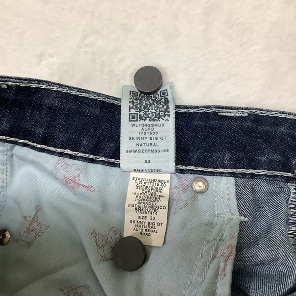 True Religion Women’s Skinny Big QT Jeans Size 33 Dark Blue Wash - Picture 6 of 12